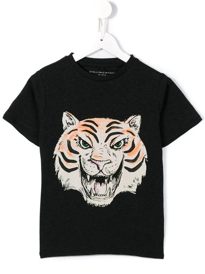 Stella Mccartney Kids 'arrow Tiger Face' T-shirt, Kids Unisex, Size: 8 Yrs, Black, Cotton