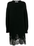 Givenchy Lace Hem Sweater Dress - Black