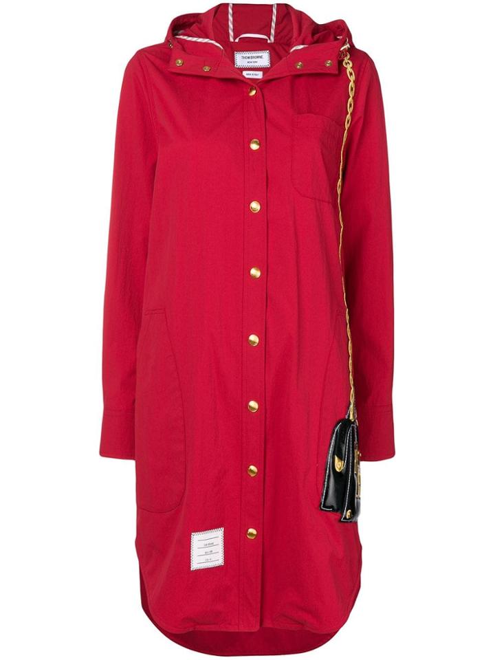 Thom Browne Mrs. Thom Patch Hooded Shirtdress - Red