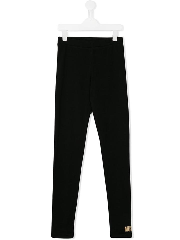 Moschino Kids - Logo Print Leggings - Kids - Cotton/spandex/elastane - 14 Yrs, Girl's, Black