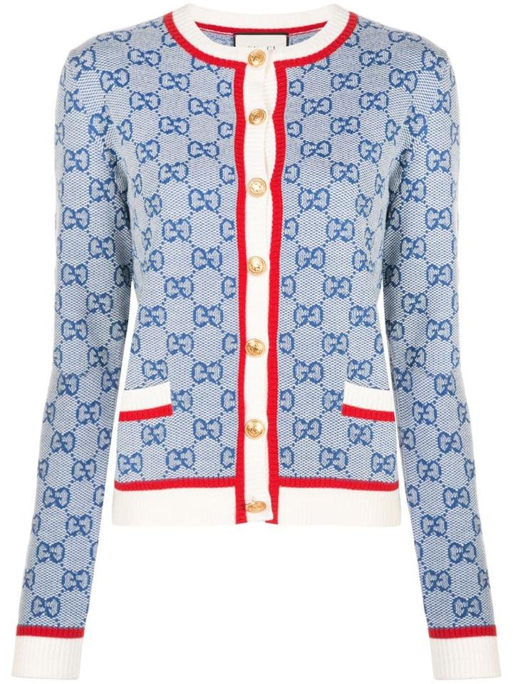 Gucci Gg Supreme Knitted Cardigan - Blue