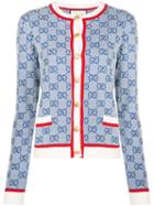 Gucci Gg Supreme Knitted Cardigan - Blue
