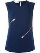 Stella Mccartney 'wilma' Zip Detail Top, Women's, Size: 36, Blue, Viscose/acetate/spandex/elastane