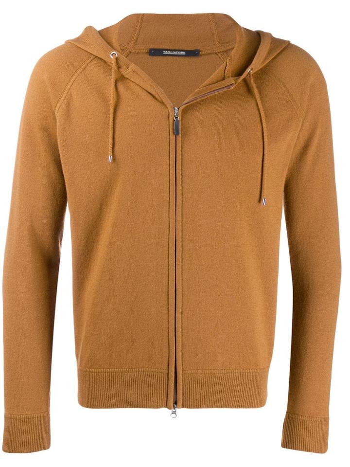 Tagliatore Zipped Hoodie - Brown