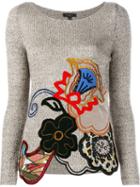 Etro Patchwork Embellished Cotton-blend Jumper, Women's, Size: 42, Brown, Silk/cotton/viscose/wool