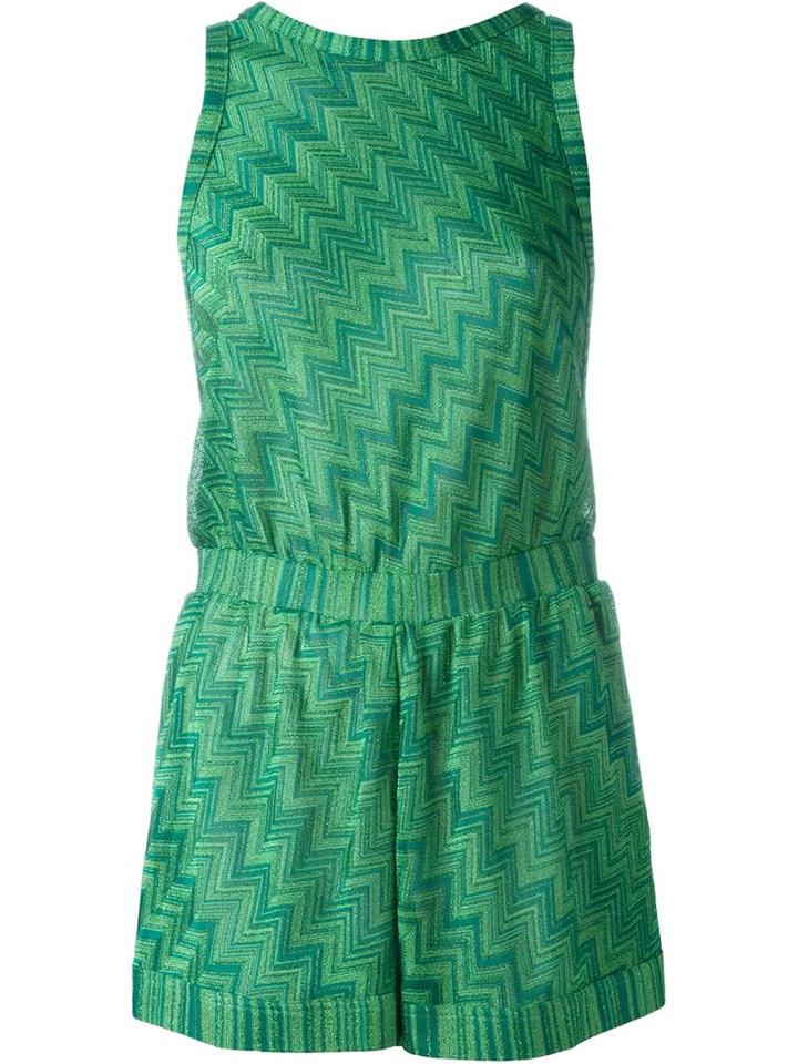 Missoni Zigzag Pattern Playsuit, Women's, Size: 40, Green, Polyester/cupro/viscose
