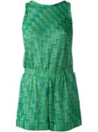 Missoni Zigzag Pattern Playsuit, Women's, Size: 40, Green, Polyester/cupro/viscose