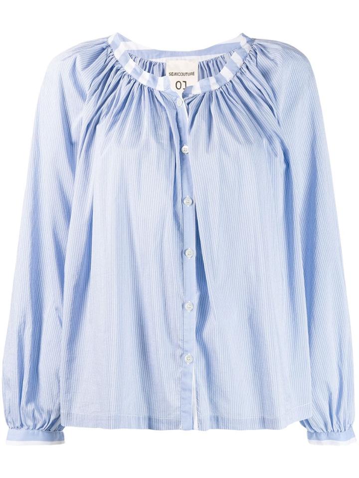 Semicouture Striped Collar Shirt - Blue