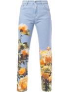 Msgm Rose Print Jeans - Blue