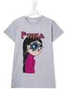 Pinko Kids Teen Cotton Embellished T-shirt - Grey