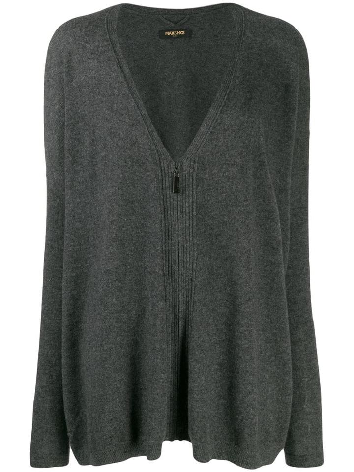 Max & Moi Zip-up Cashmere Cardigan - Grey