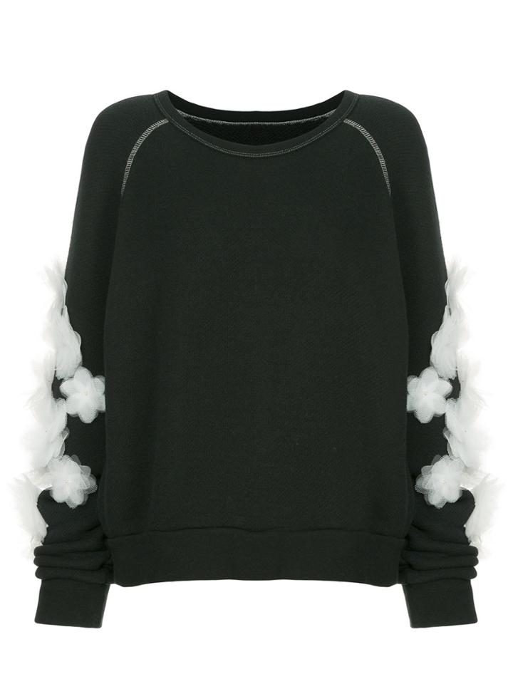 Tu Es Mon Trésor Tulle-appliquéd Sweatshirt - Black