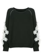 Tu Es Mon Trésor Tulle-appliquéd Sweatshirt - Black