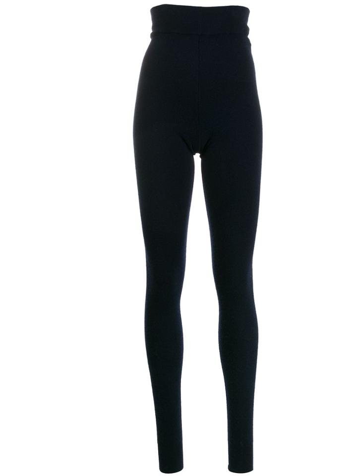Extreme Cashmere High Waisted Knitted Leggings - Blue