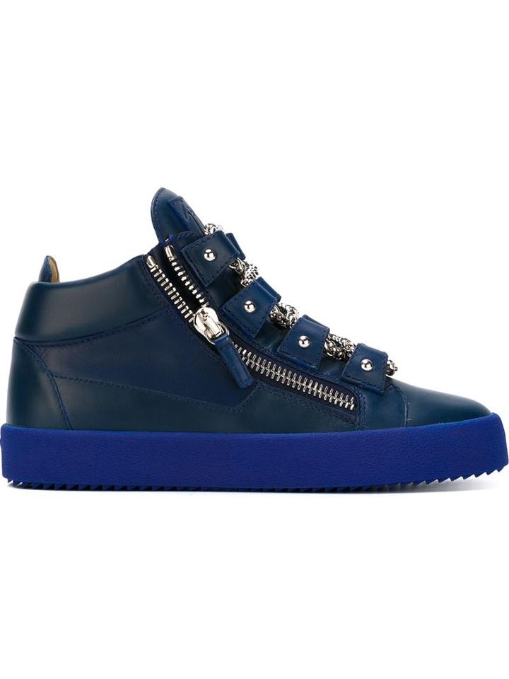 Giuseppe Zanotti Design Silver Chain Lace Hi-top Sneakers
