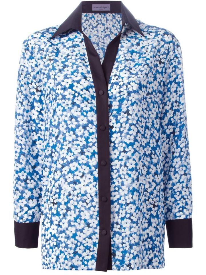 Emanuel Ungaro Floral Print Shirt, Women's, Size: 44, Blue, Silk
