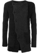 Isabel Benenato Scalloped Fastening Cardigan, Men's, Size: Medium, Black, Hemp/polyamide/mohair/alpaca