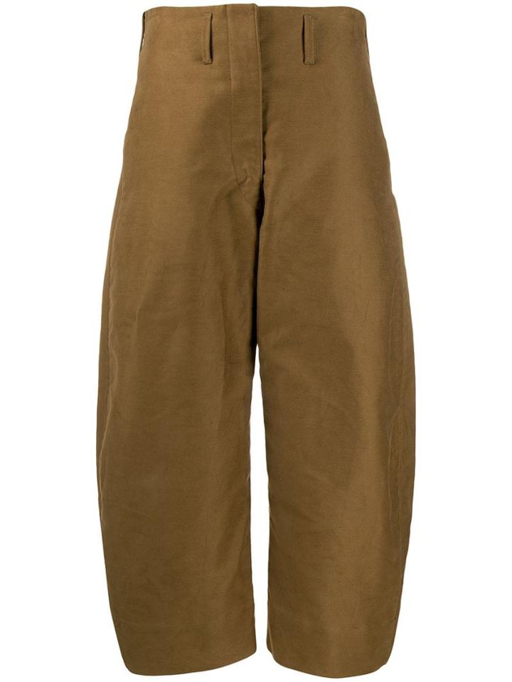 Lemaire High Waisted Cropped Trousers - Brown