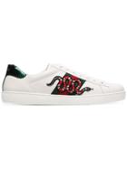Gucci White Ace Embroidered Snake Sneakers