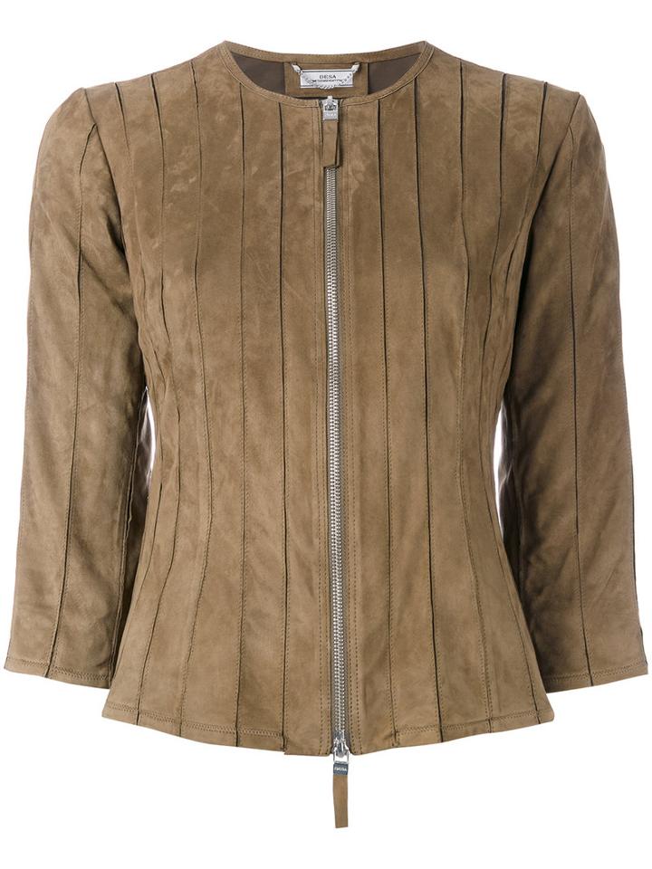 Desa 1972 Panelled Jacket, Women's, Size: 42, Green, Suede/polyester/spandex/elastane