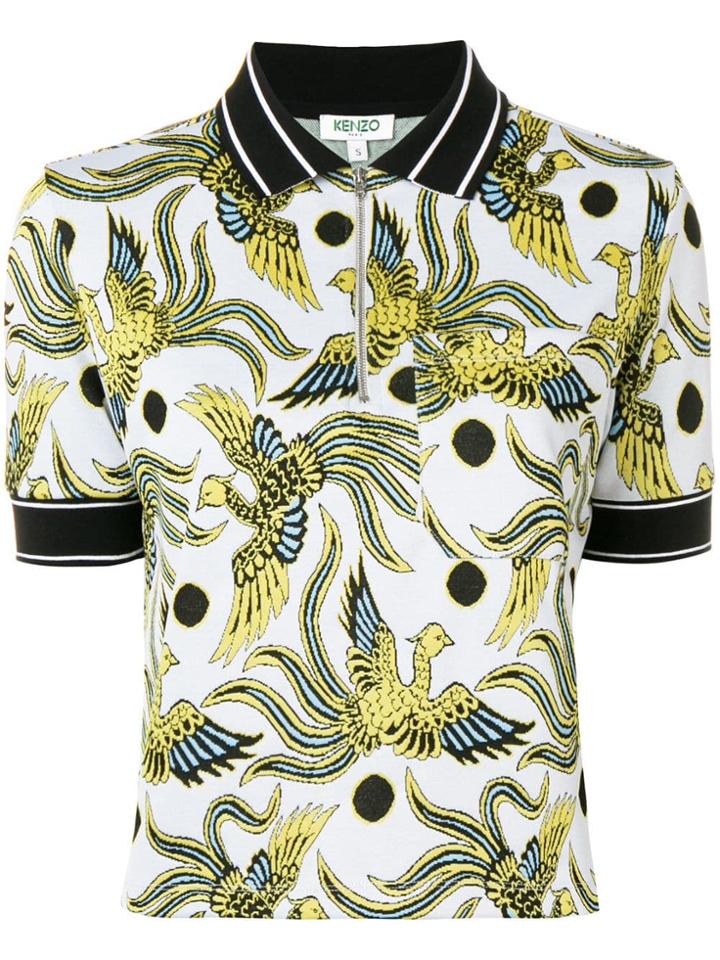 Kenzo Zipped Polo Top - White