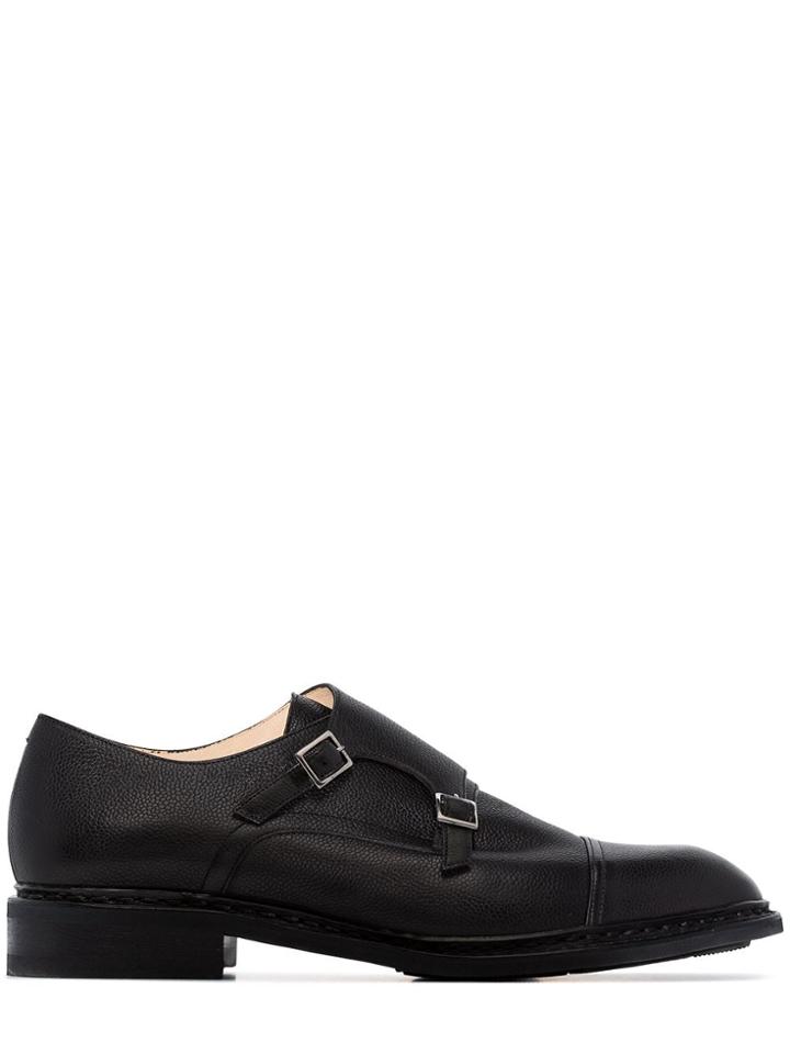 Paraboot Graine Textured-leather Monk Shoes - Black