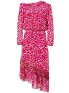 Saloni Printed Asymmetric Dress - Pink & Purple