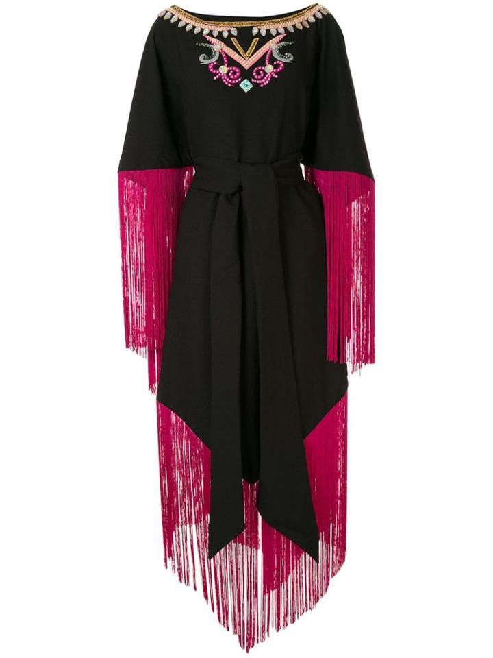 Manish Arora Fringe-trimmed Midi Dress - Black