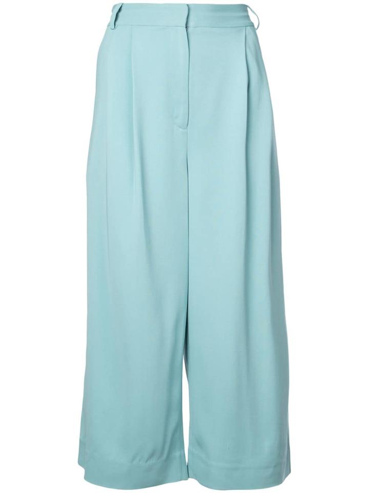 Tibi Wide Leg Cropped Trousers - Blue