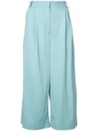 Tibi Wide Leg Cropped Trousers - Blue