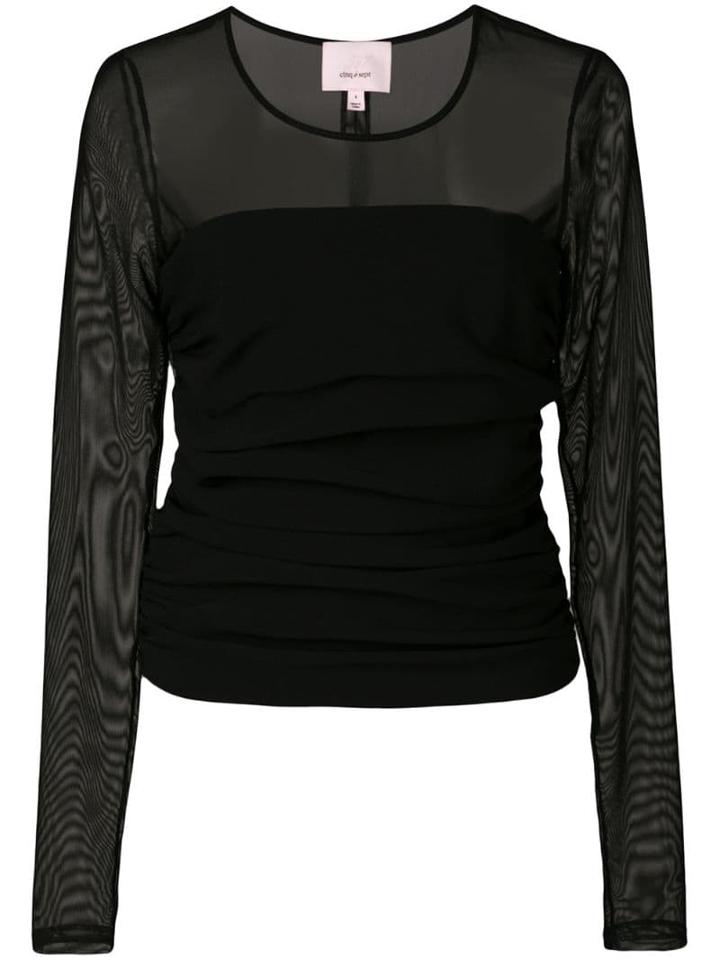 Cinq A Sept Sheer Panel Blouse - Black
