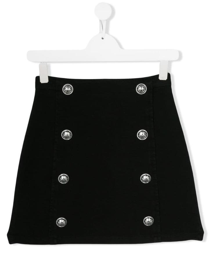 Balmain Kids Button Embellished Skirt - Black