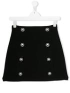 Balmain Kids Button Embellished Skirt - Black