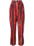 Raquel Allegra Floral Striped Kimono Trousers - Red