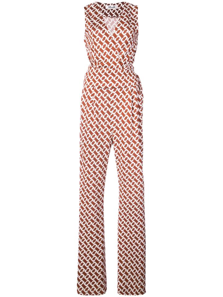 Dvf Diane Von Furstenberg Link Print Jumpsuit - Brown