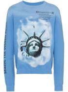 Off-white Liberty Print Crew Neck Cotton Sweatshirt - Blue