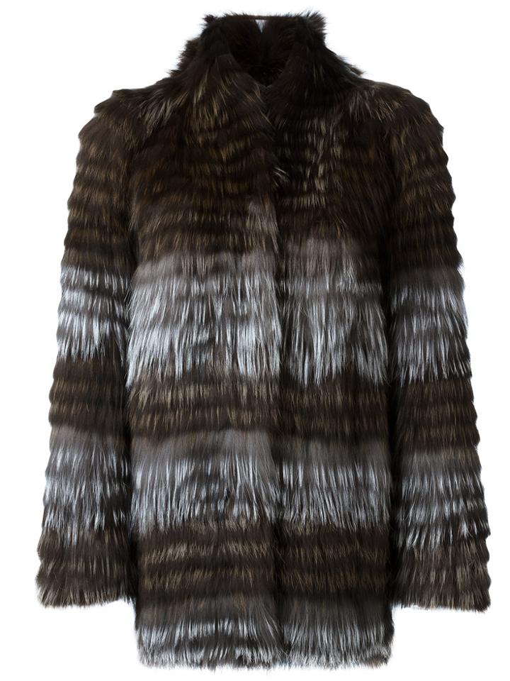 Yves Salomon Mid-length Coat - Brown