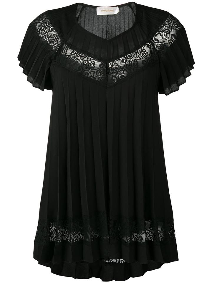 Zimmermann - Winsome Sun Ray Lace Top - Women - Polyester - 0, Women's, Black, Polyester