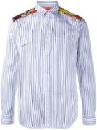 Comme Des Garçons Homme Plus Floral Yoke Striped Shirt, Men's, Size: Medium, White, Cotton/polyester