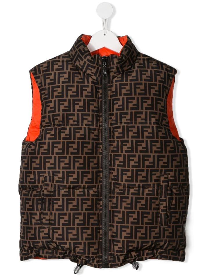Fendi Kids Teen Ff Logo Padded Gilet - Neutrals