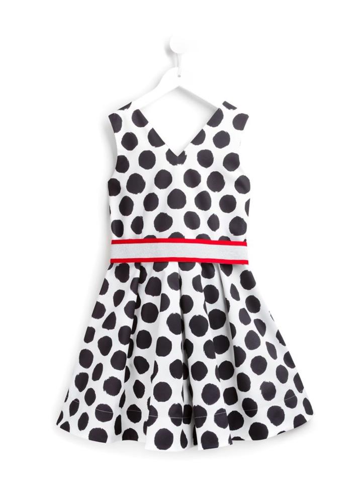 Loredana Flared Polka Dot Dress, Girl's, Size: 10 Yrs, Black