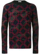 Valentino Vltn Grid Camouflage Sweater - Black