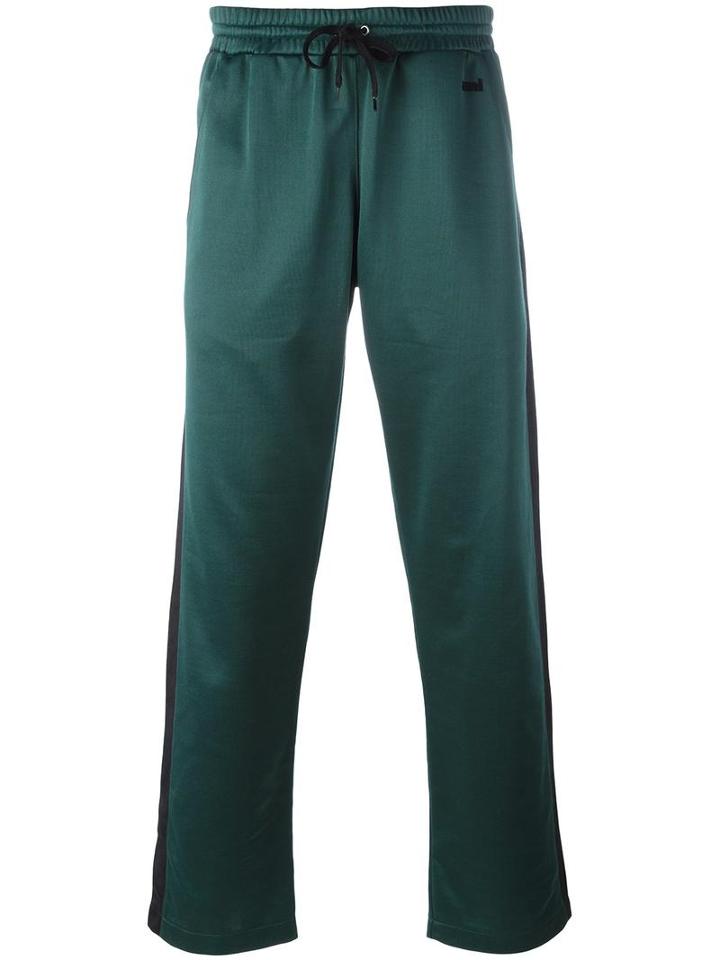 Ami Alexandre Mattiussi Contrast Band Track Pants, Men's, Size: Small, Green, Cotton/polyester