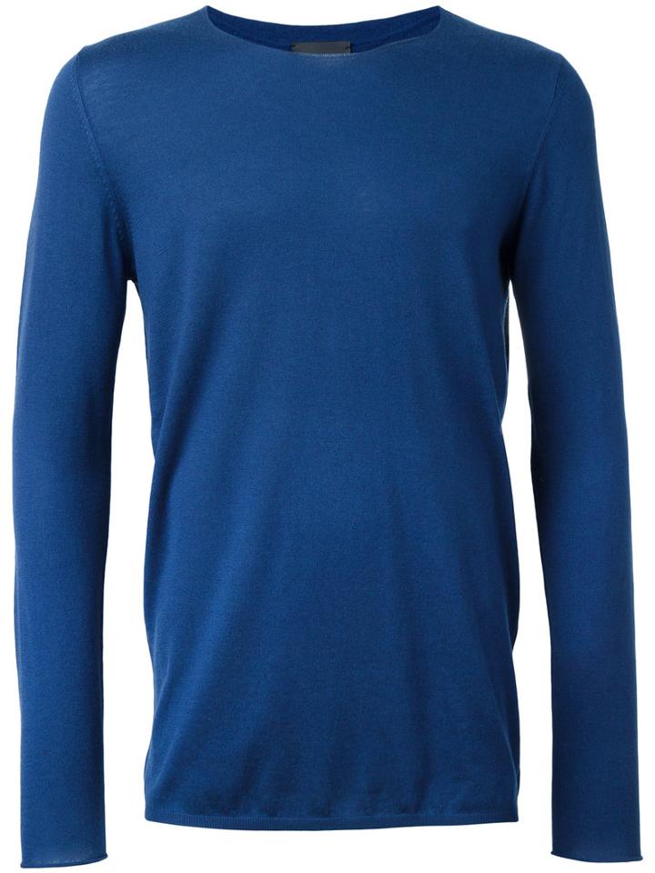 Laneus Fine Knit Jumper, Men's, Size: 52, Blue, Silk/cashmere