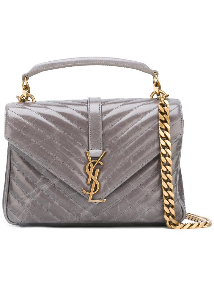 Saint Laurent - Small Monogram Collège Satchel - Women - Leather - One Size, Women's, Grey, Leather