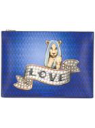 Cosimo Vinci Love Clutch, Women's, Blue, Leather