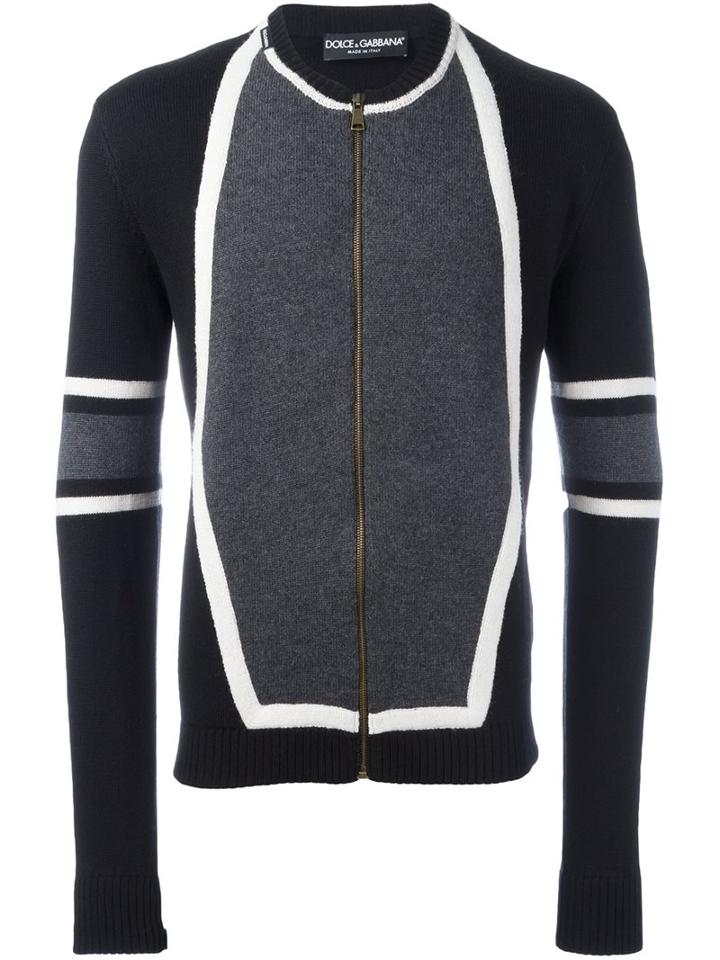Dolce & Gabbana Panelled Cardigan, Men's, Size: 50, Black, Virgin Wool
