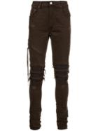 Amiri Frayed Knee Jeans, Men's, Size: 34, Brown, Cotton/spandex/elastane