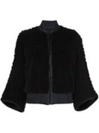 Kenzo Flared Sleeve Bomber Jacket, Women's, Size: Medium, Black, Sheep Skin/shearling