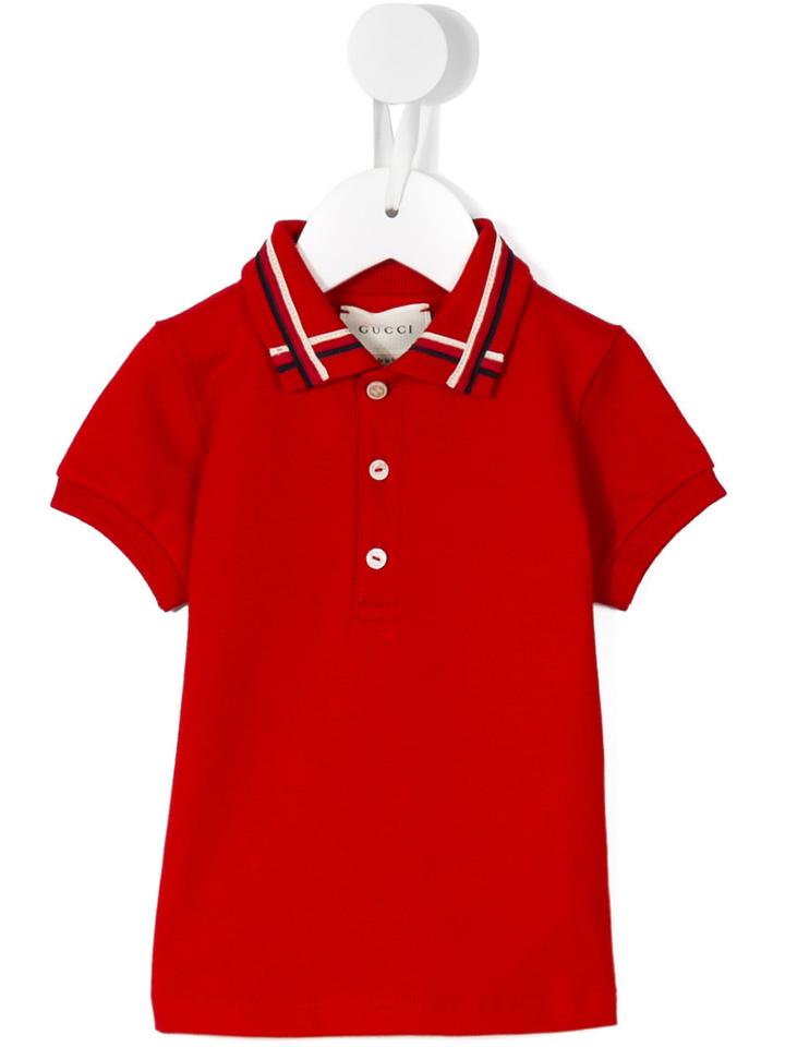 Gucci Kids Check Collar Polo Shirt, Toddler Boy's, Size: 12-18 Mth, Red